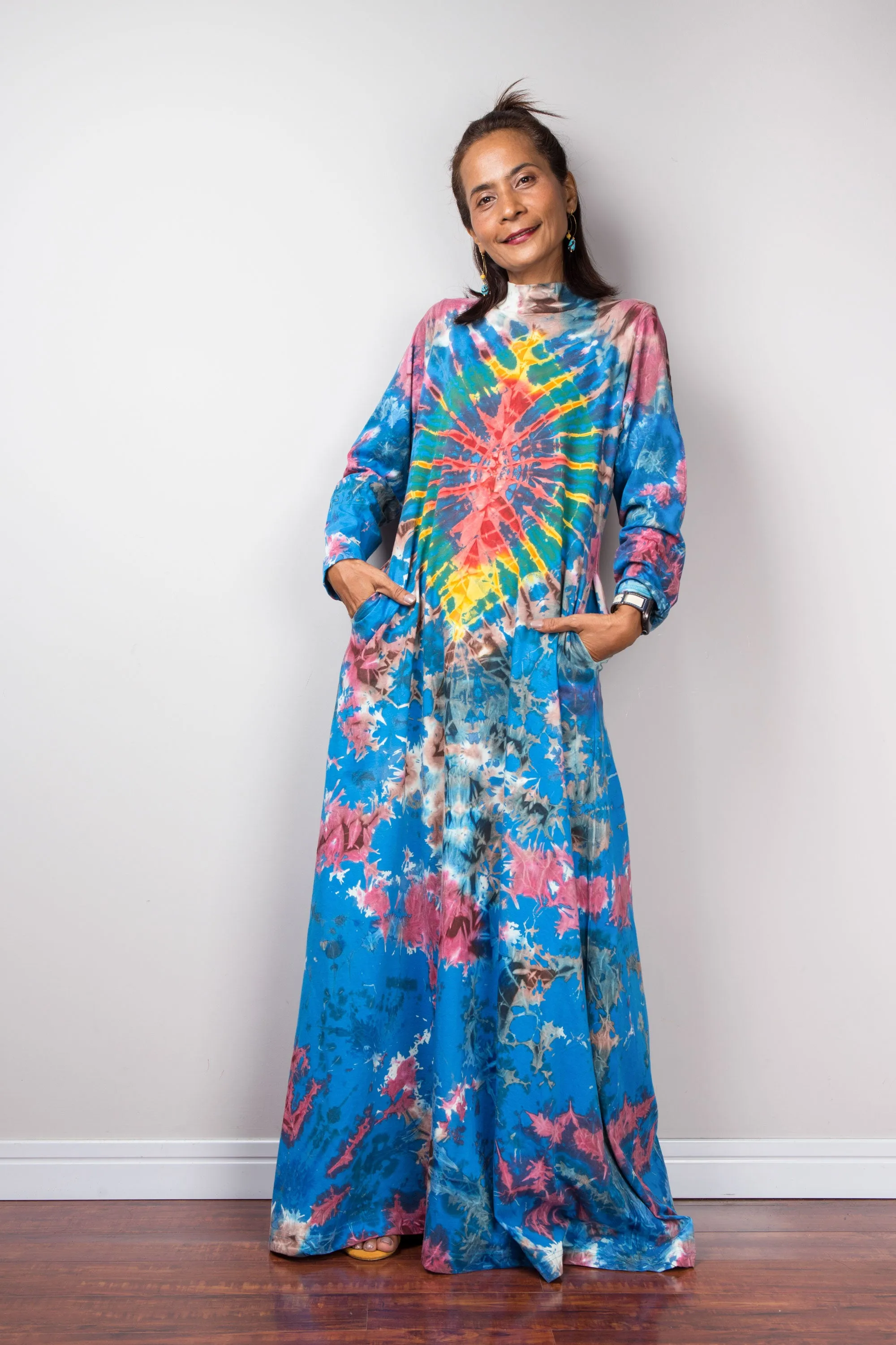 Long Sleeve Tie dye Maxi Dress