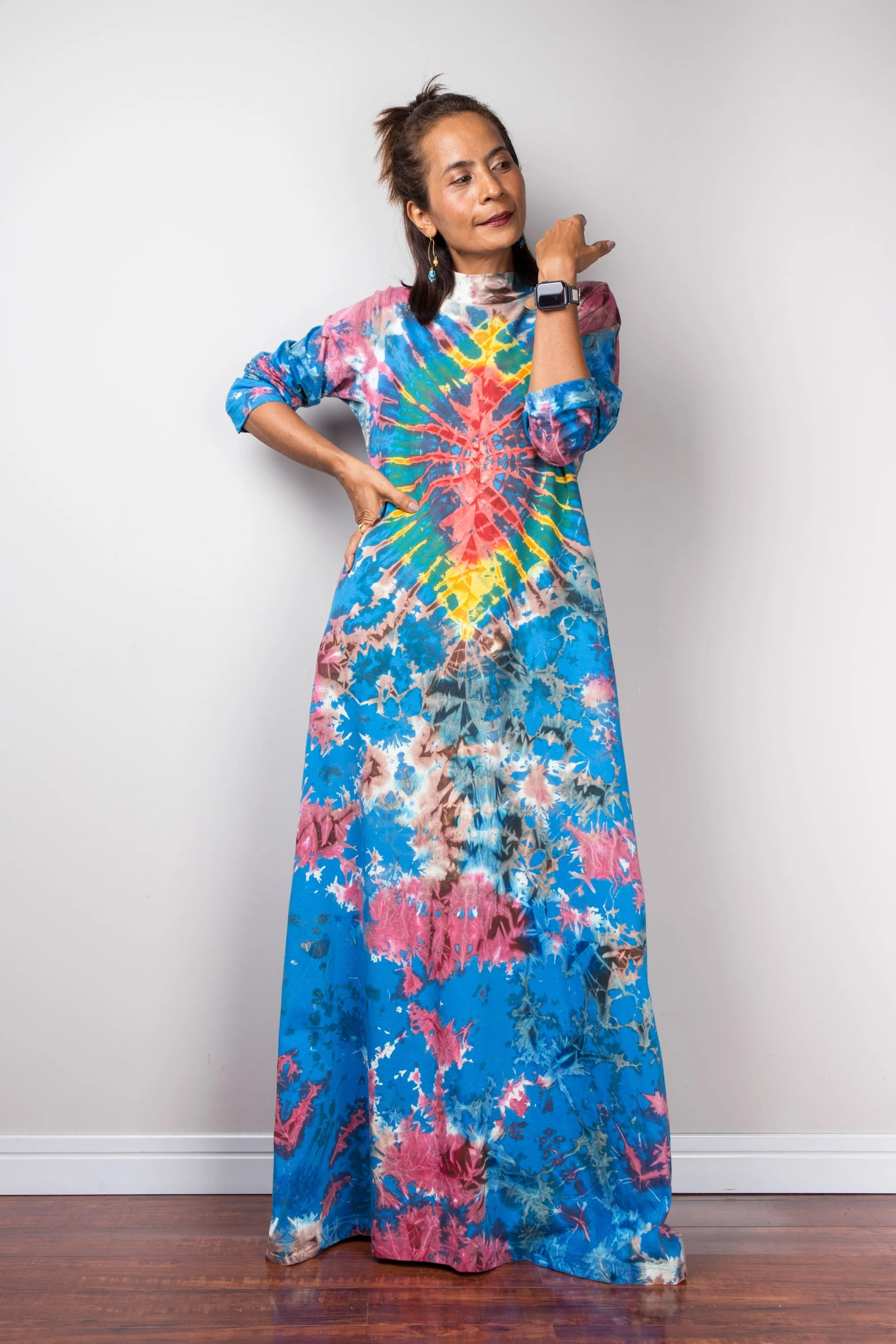 Long Sleeve Tie dye Maxi Dress