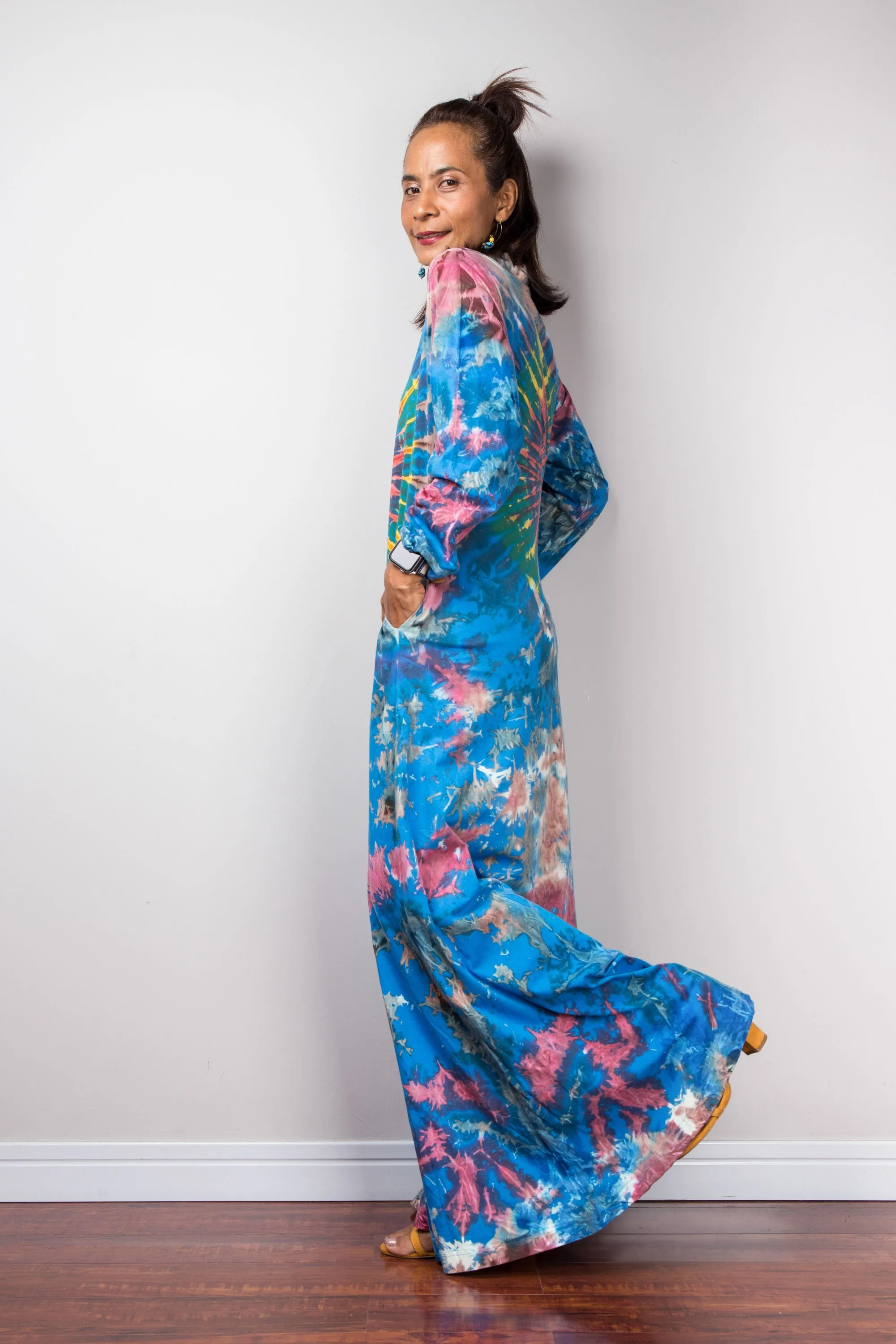 Long Sleeve Tie dye Maxi Dress