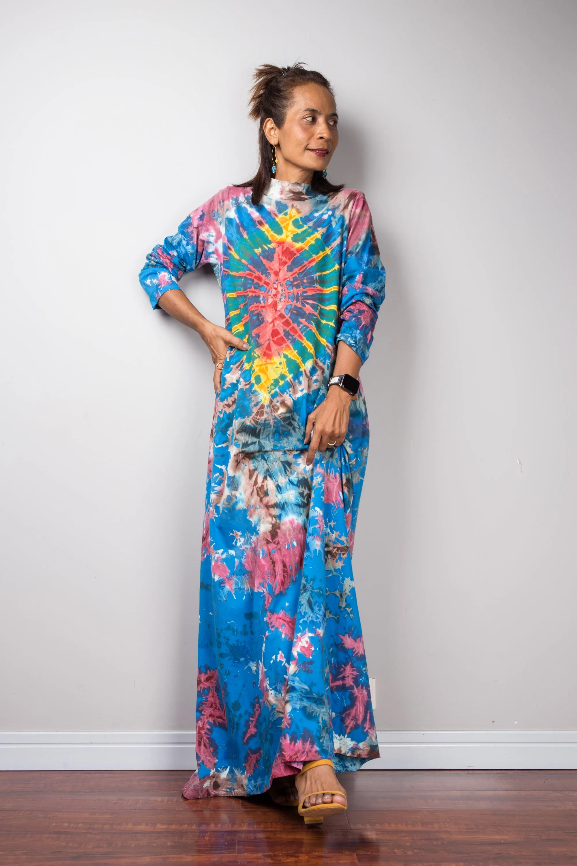 Long Sleeve Tie dye Maxi Dress