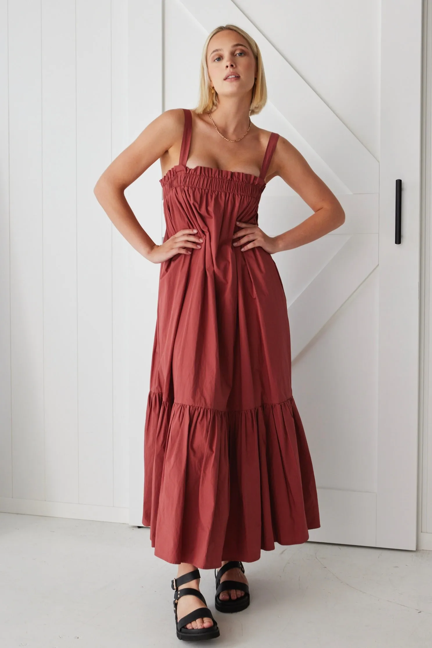 Louella Terracotta Louella Strappy Maxi Dress