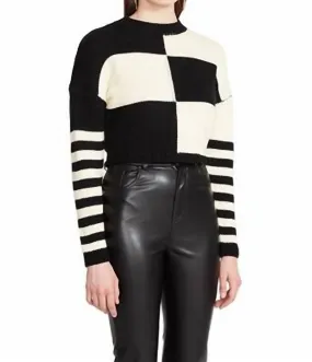 Lulu Crop Sweater in Black & White