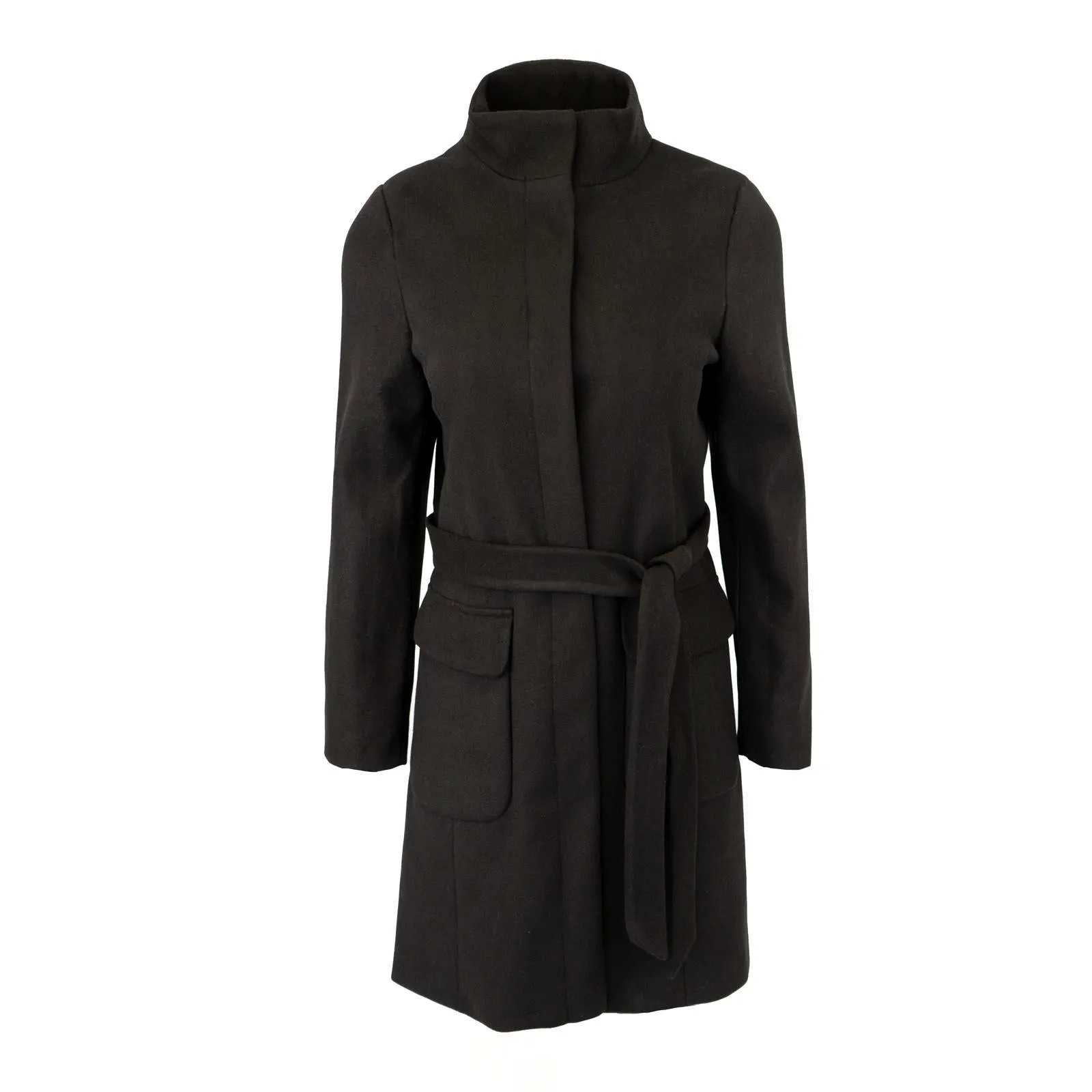 M&S Black Belted Funnel Neck Trench Coat