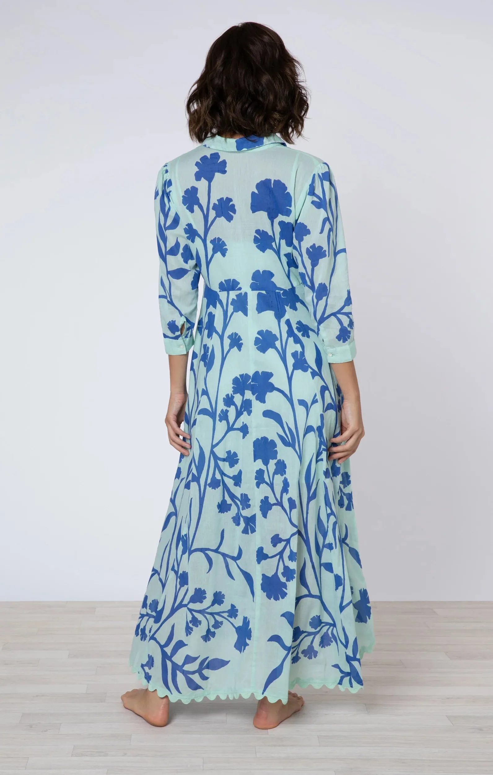 Maxi Shirtdress W.elbow Sleeves Majorelle Print Aqua/blue