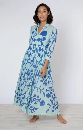 Maxi Shirtdress W.elbow Sleeves Majorelle Print Aqua/blue