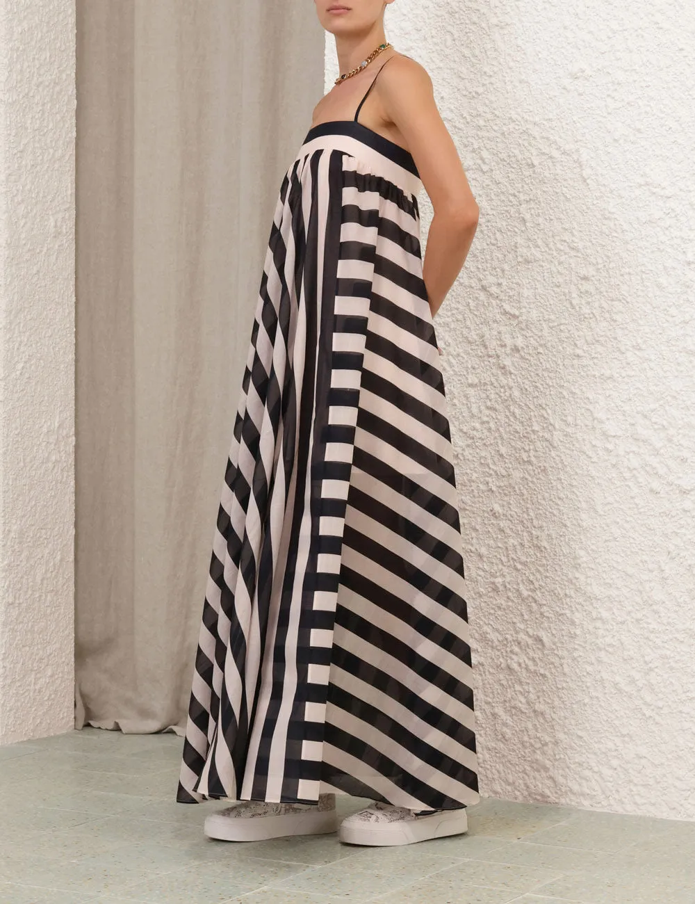 Maxine Stripe Maxi Dress in Black/Cream Stripe