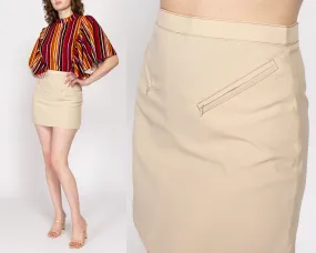 Medium 90s Beige Zipper Pocket Mini Skirt 28"