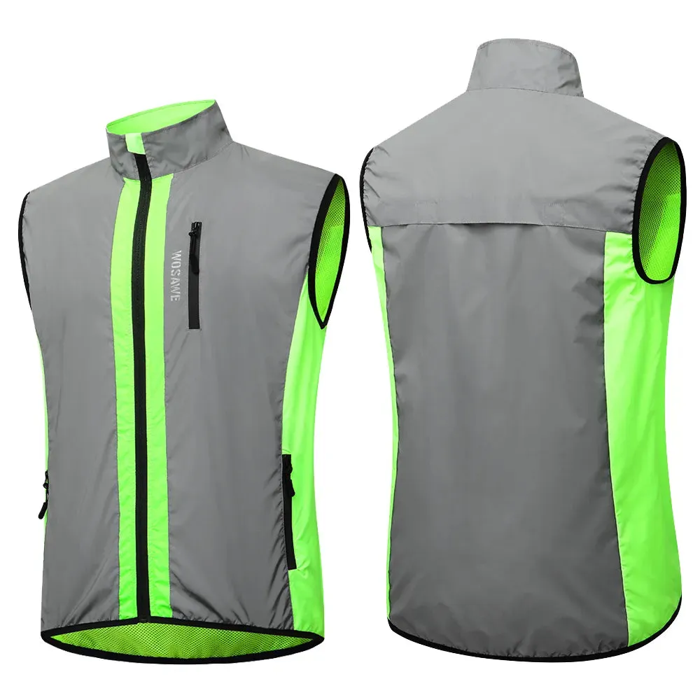 Men Cycling Full Reflective Vest Windbreaker Waterproof Jacket Spring Autumn Windproof Bike Bicycle  Vest Night Glowing