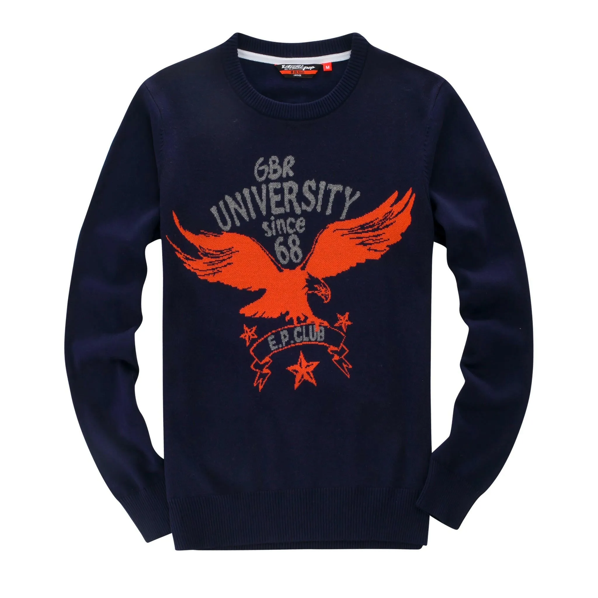 Men Jacquard Knit Eagle Sweater