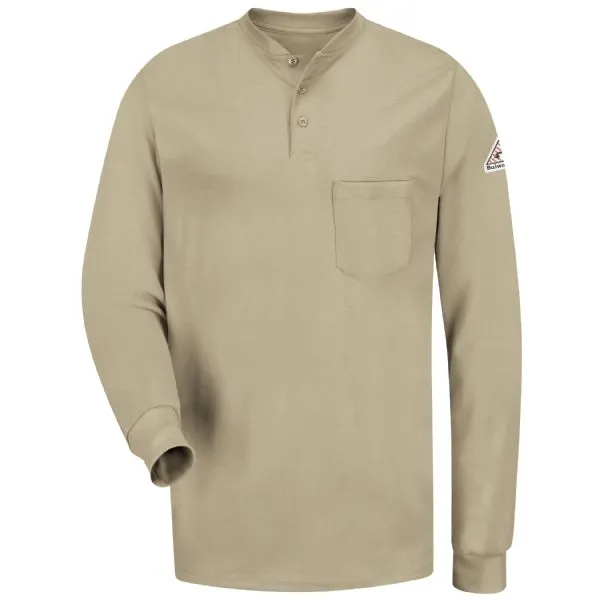 Men's Bulwark SEL2KH FR Khaki Lightweight Henley Shirt *CLOSEOUT*