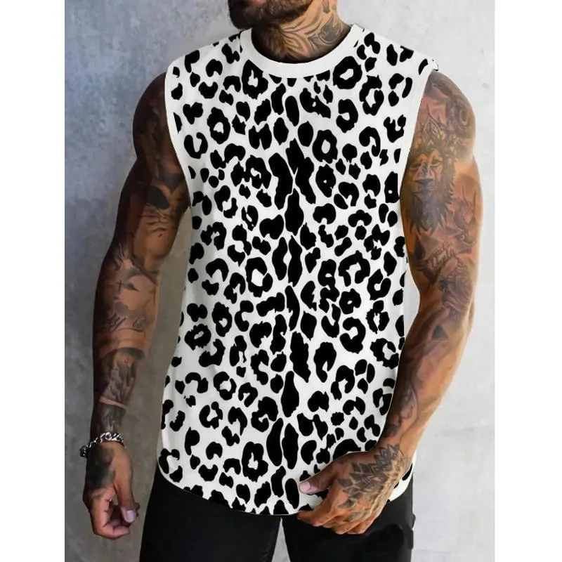 MEN'S SPRING/SUMMER PRINTED REGULAR FIT CREW NECK VEST 41645306YM