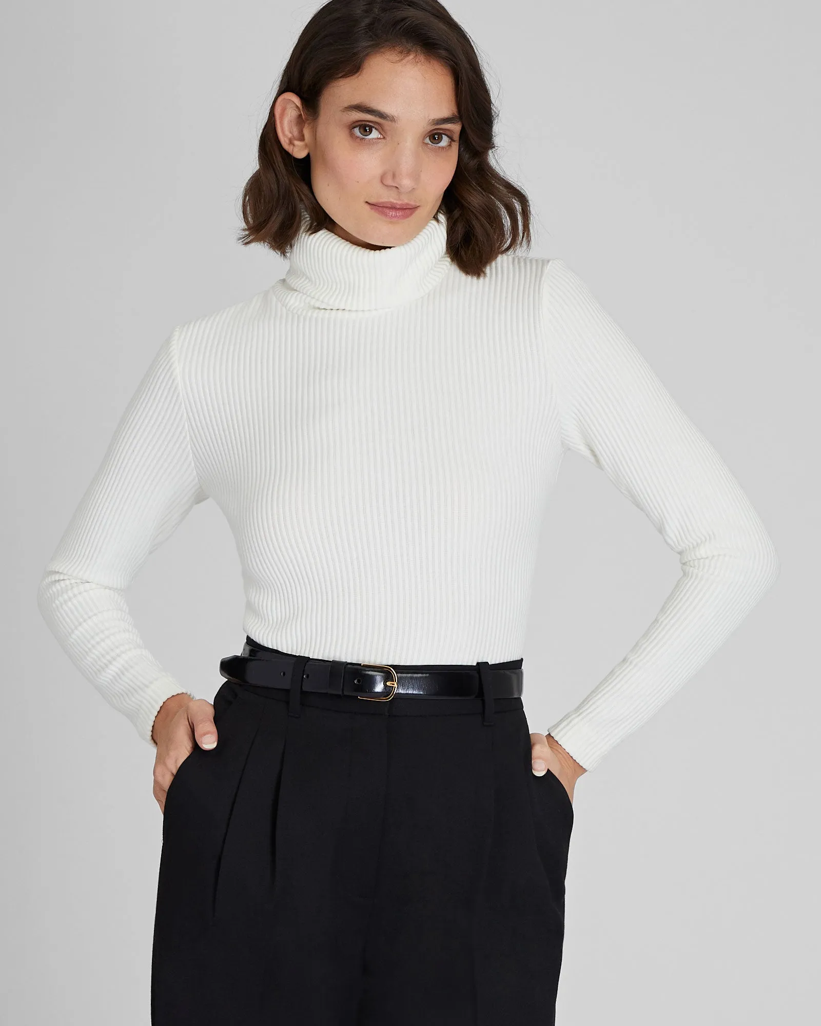 Meredy Rib-Knit Turtleneck Top