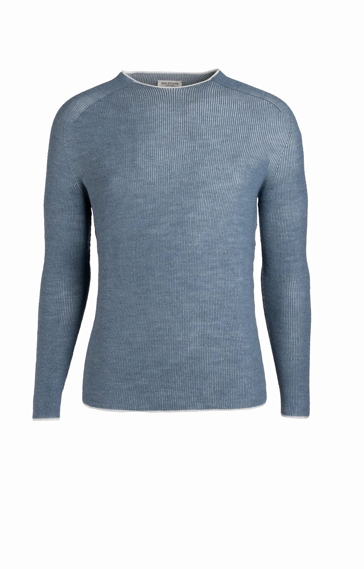 Merino wool round neck sweater, straight fit