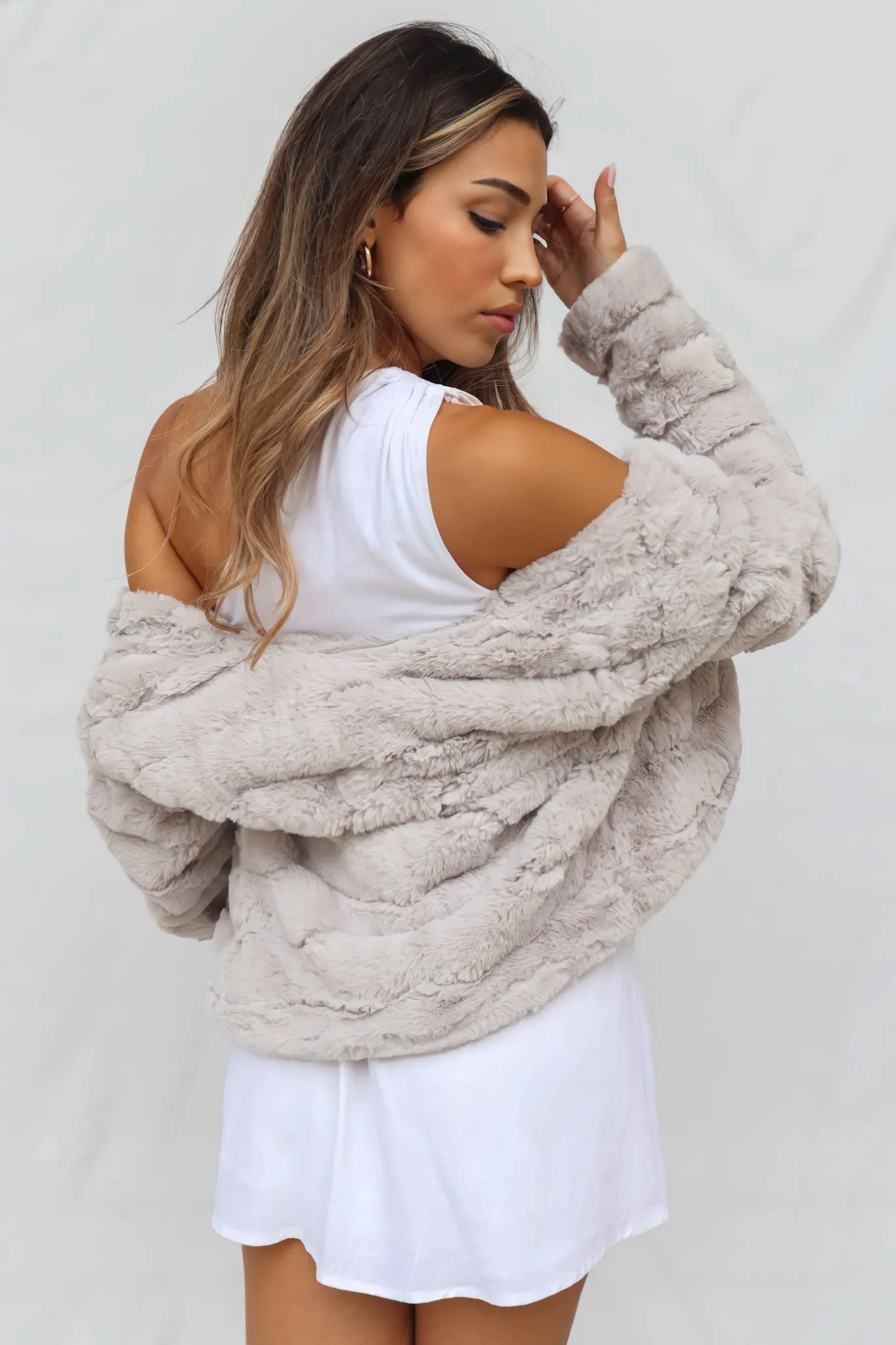 Misty Faux Fur Jacket - Light Grey