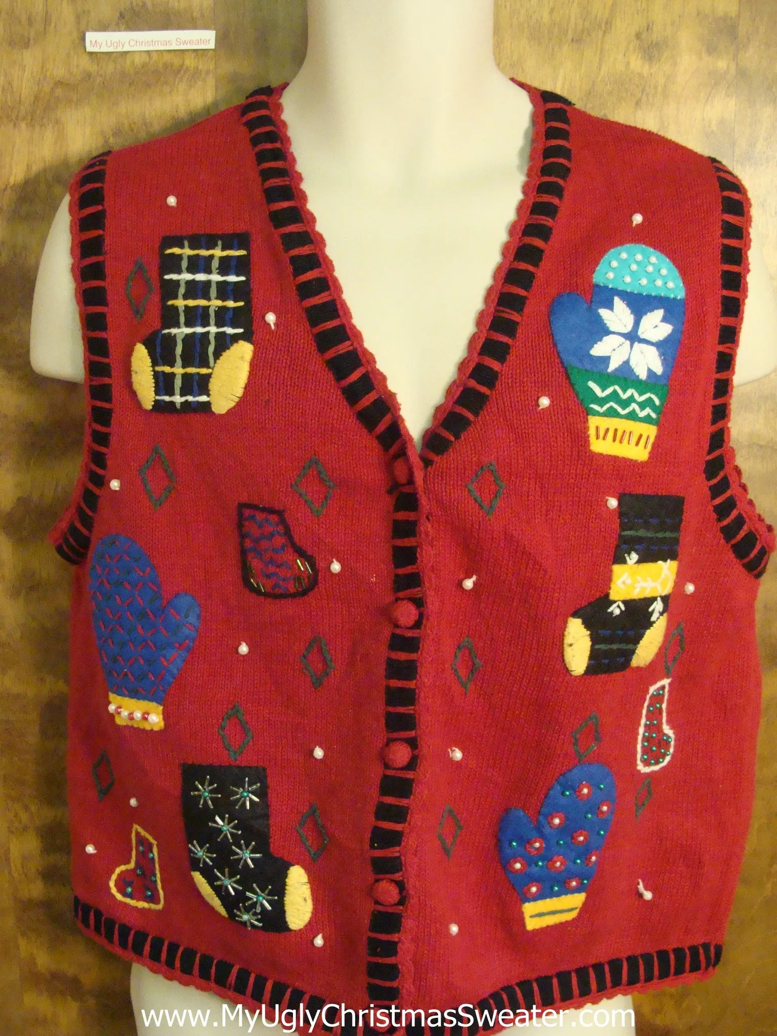 Mittens and Stockings Funny Ugly Sweater Vest for a Christmas Party