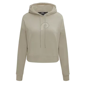 MLB PHILADELPHIA PHILLIES RETRO NEUTRAL WOMEN'S CROPPED PO HOODIE (TAUPE)