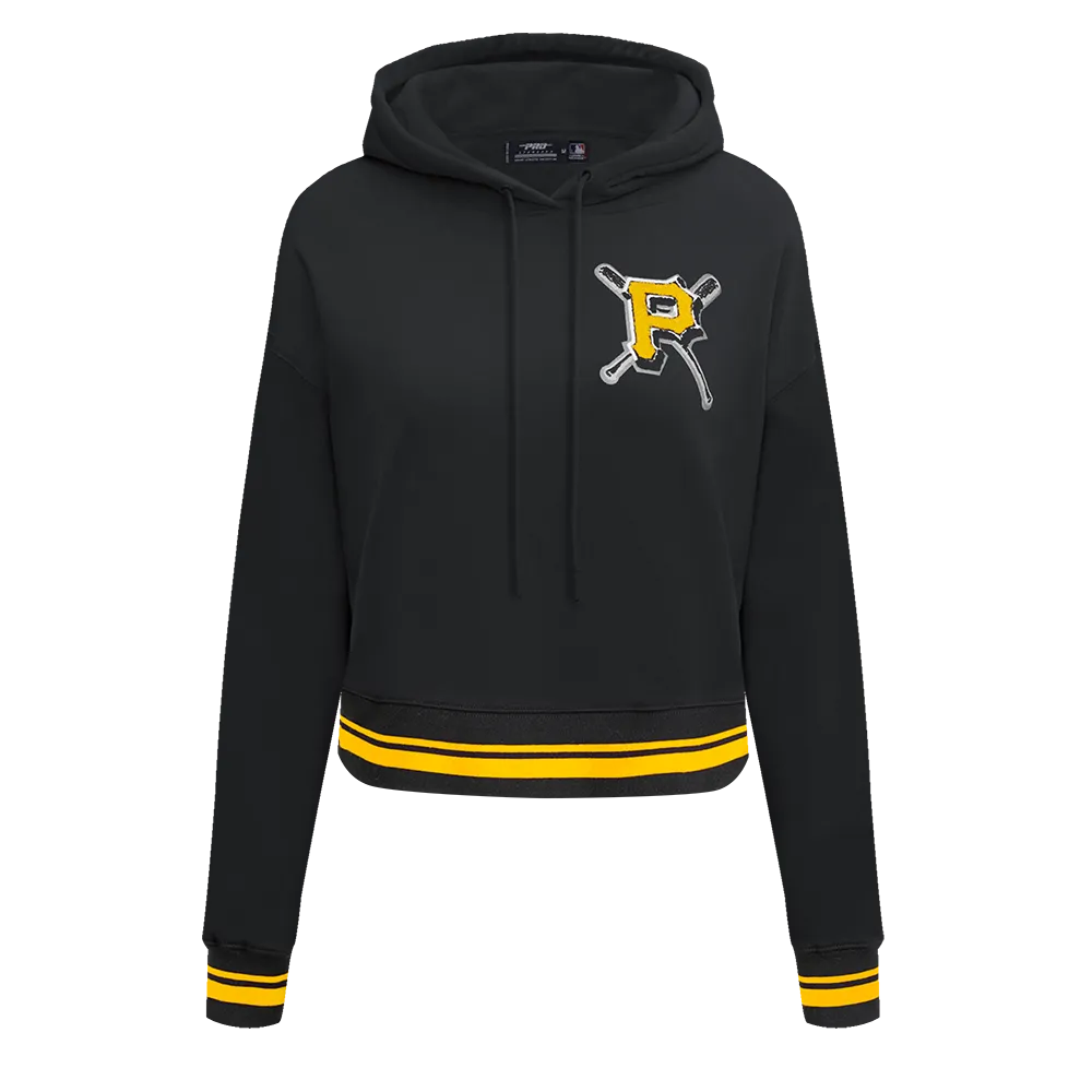 MLB PITTSBURGH PIRATES MASHUP WOMEN'S RIB CROPPED PO HOODIE (BLACK/YELLOW)