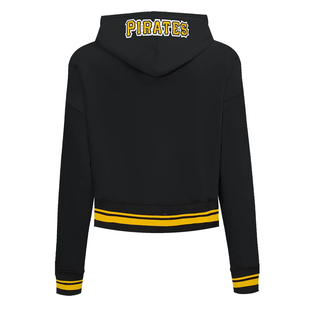 MLB PITTSBURGH PIRATES MASHUP WOMEN'S RIB CROPPED PO HOODIE (BLACK/YELLOW)