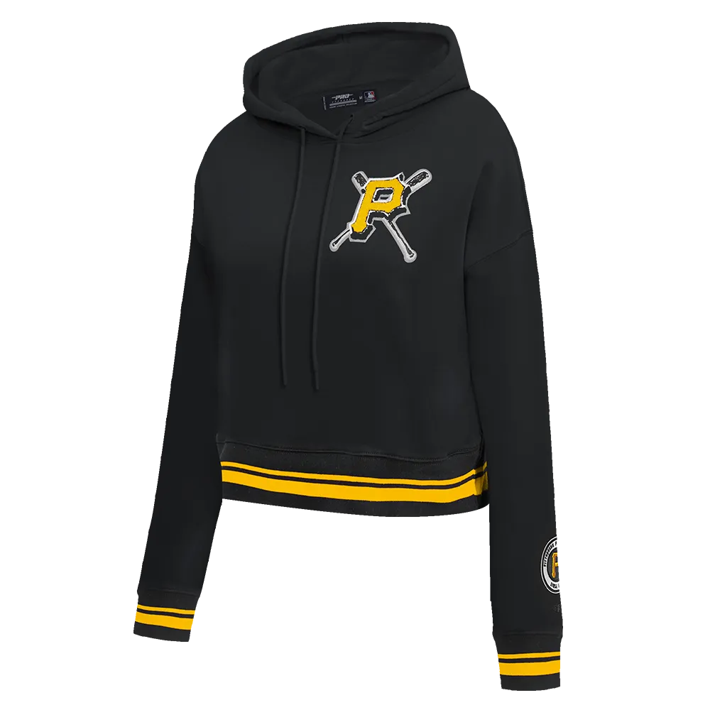 MLB PITTSBURGH PIRATES MASHUP WOMEN'S RIB CROPPED PO HOODIE (BLACK/YELLOW)