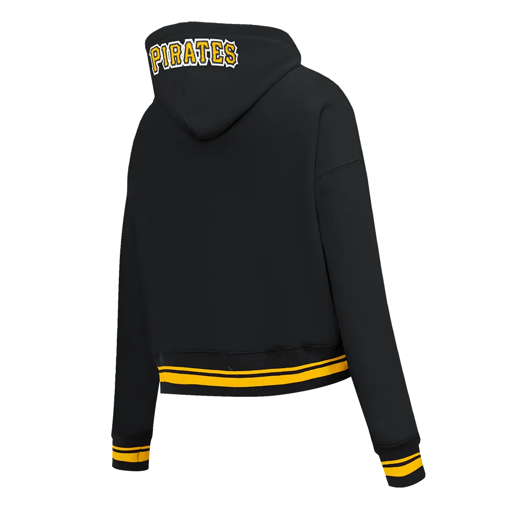 MLB PITTSBURGH PIRATES MASHUP WOMEN'S RIB CROPPED PO HOODIE (BLACK/YELLOW)