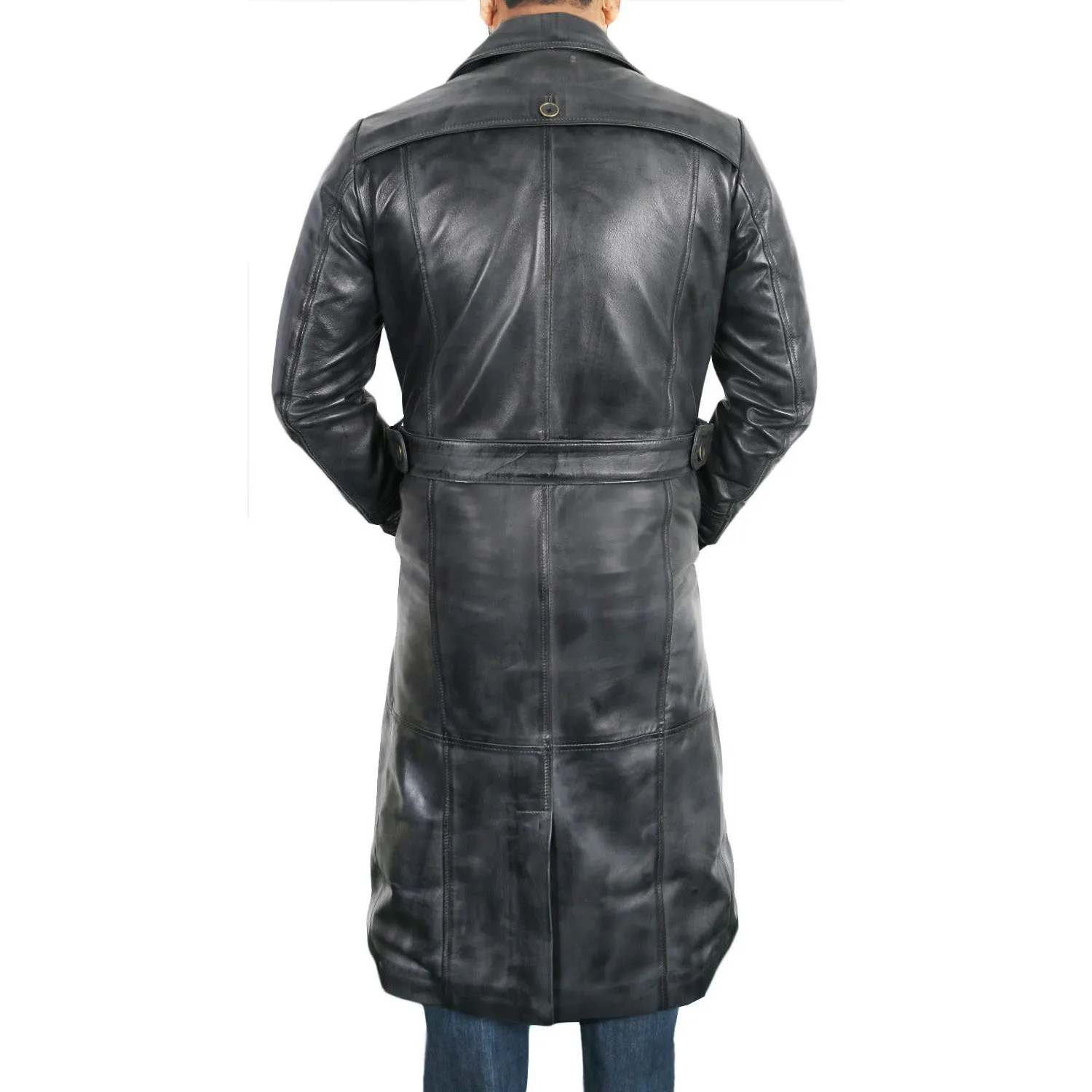 Modern Fit Leather Trench Coat