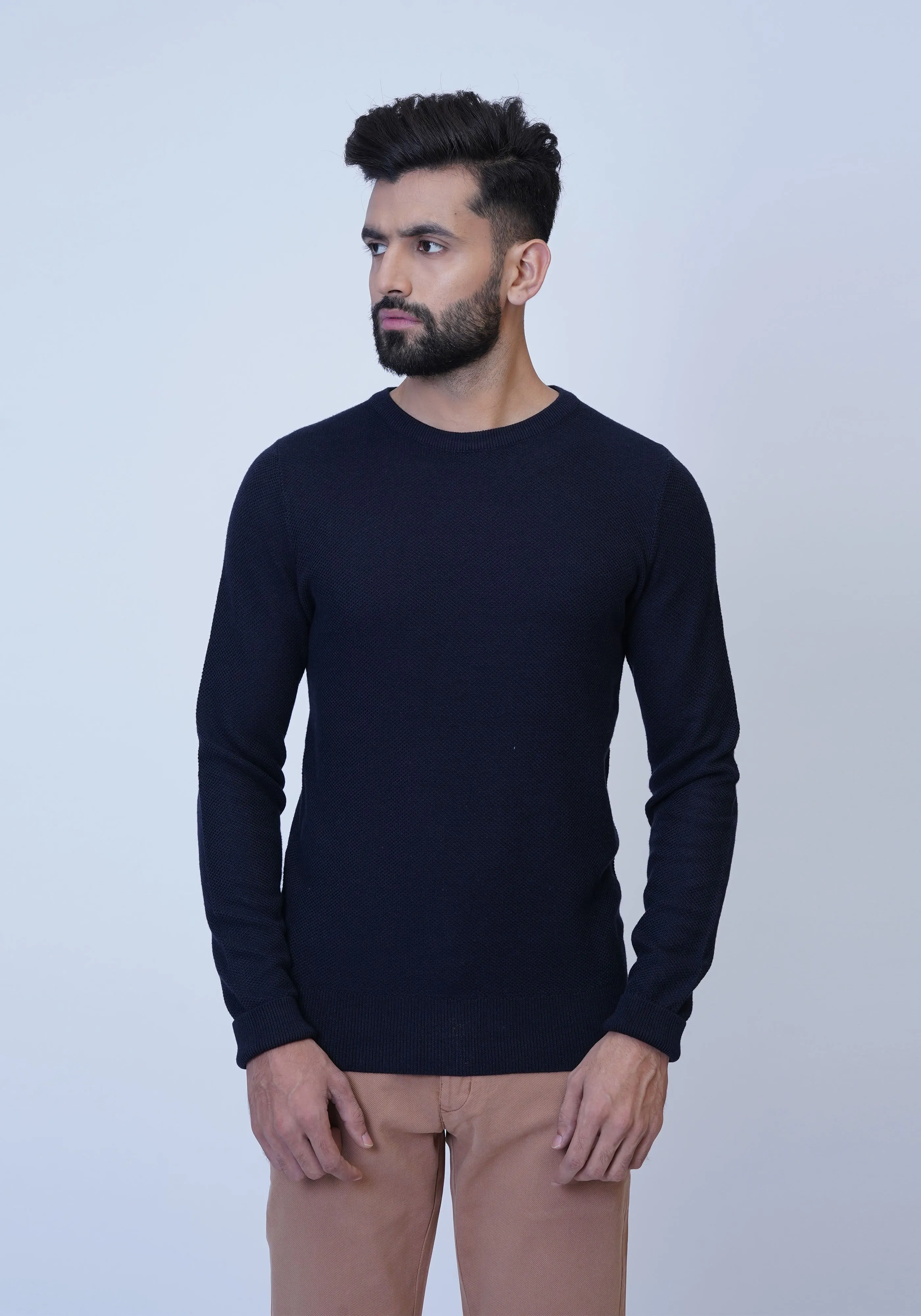 Navy Blue Knitted Sweater