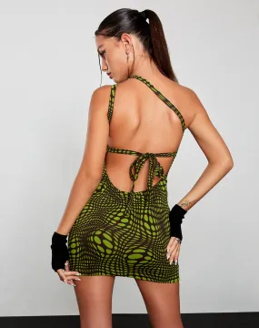 Nelvia Bodycon Dress in Optic Polka Green