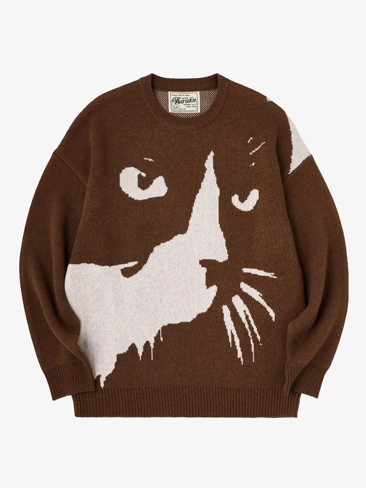 Night Cats Jacquard Woven Wool Knitted Sweater