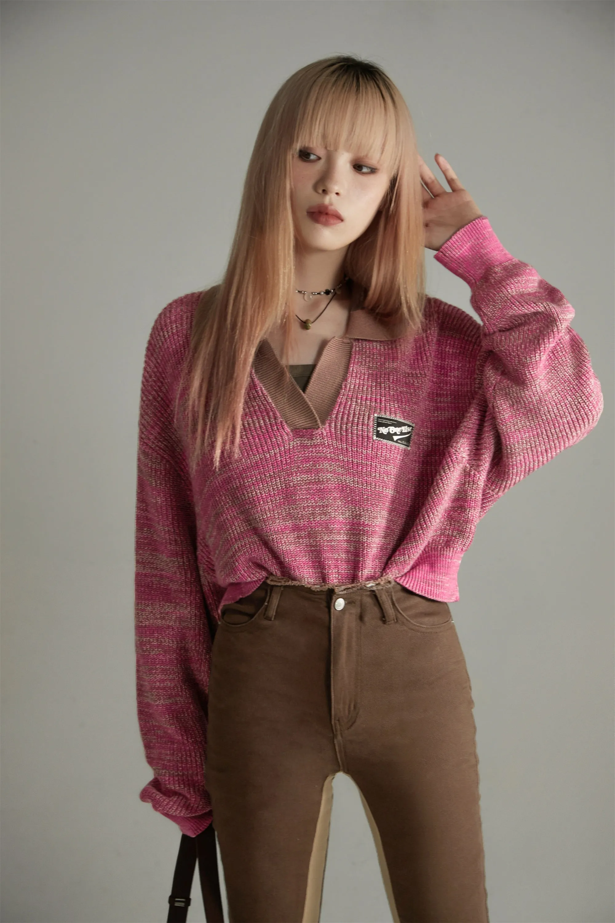 Noe Collar Crop Knit Sweater