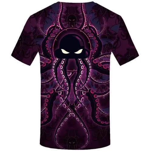 Octopus T-shirt Men Animal Tshirts Novelty Purple Tshirts Casual Harajuku T shirts Funny Short Sleeve Full Print Men/women