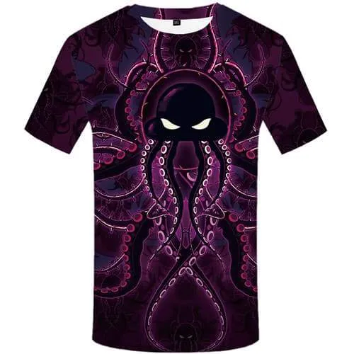 Octopus T-shirt Men Animal Tshirts Novelty Purple Tshirts Casual Harajuku T shirts Funny Short Sleeve Full Print Men/women