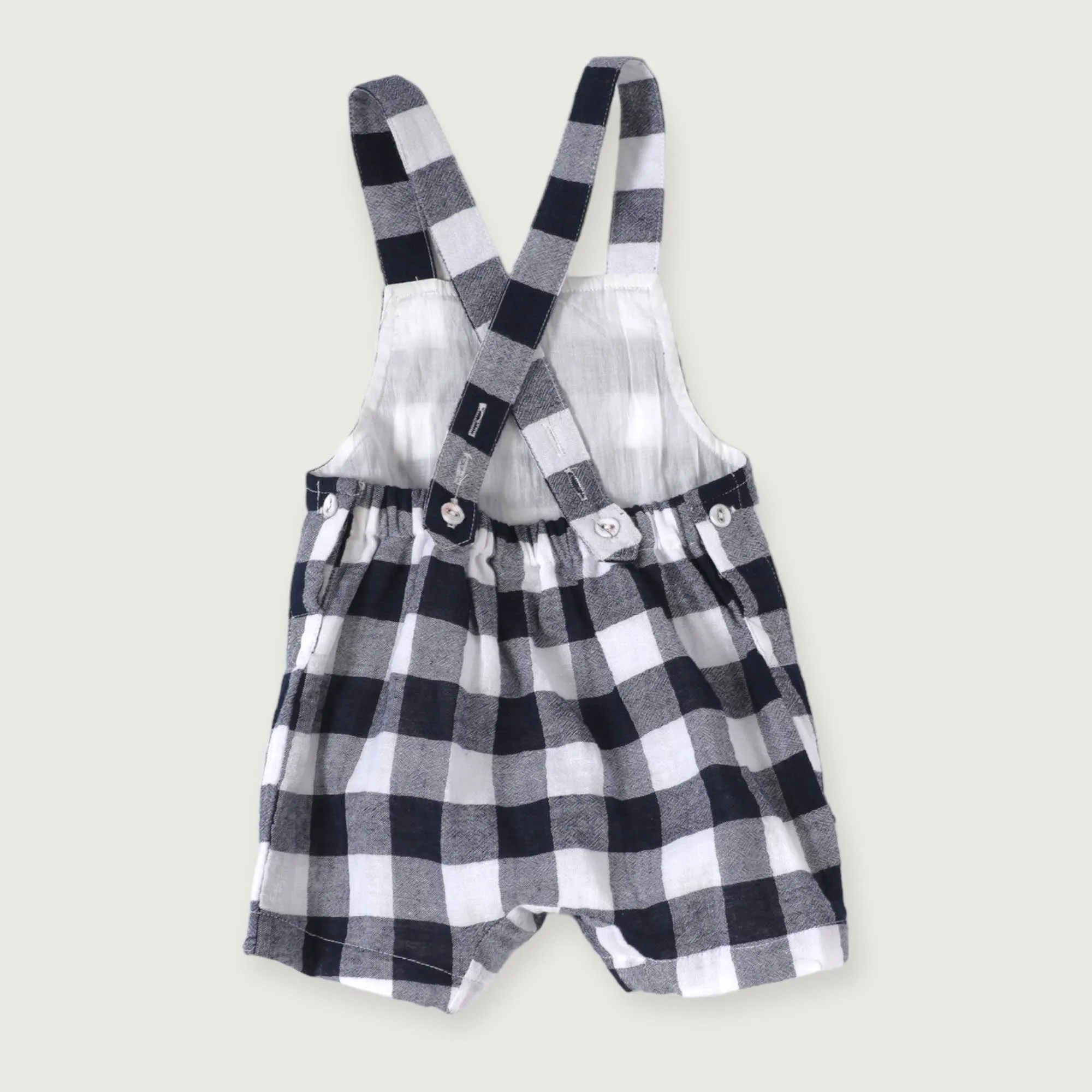 Organic Baby Romper & Shirt Set - Navy Gingham