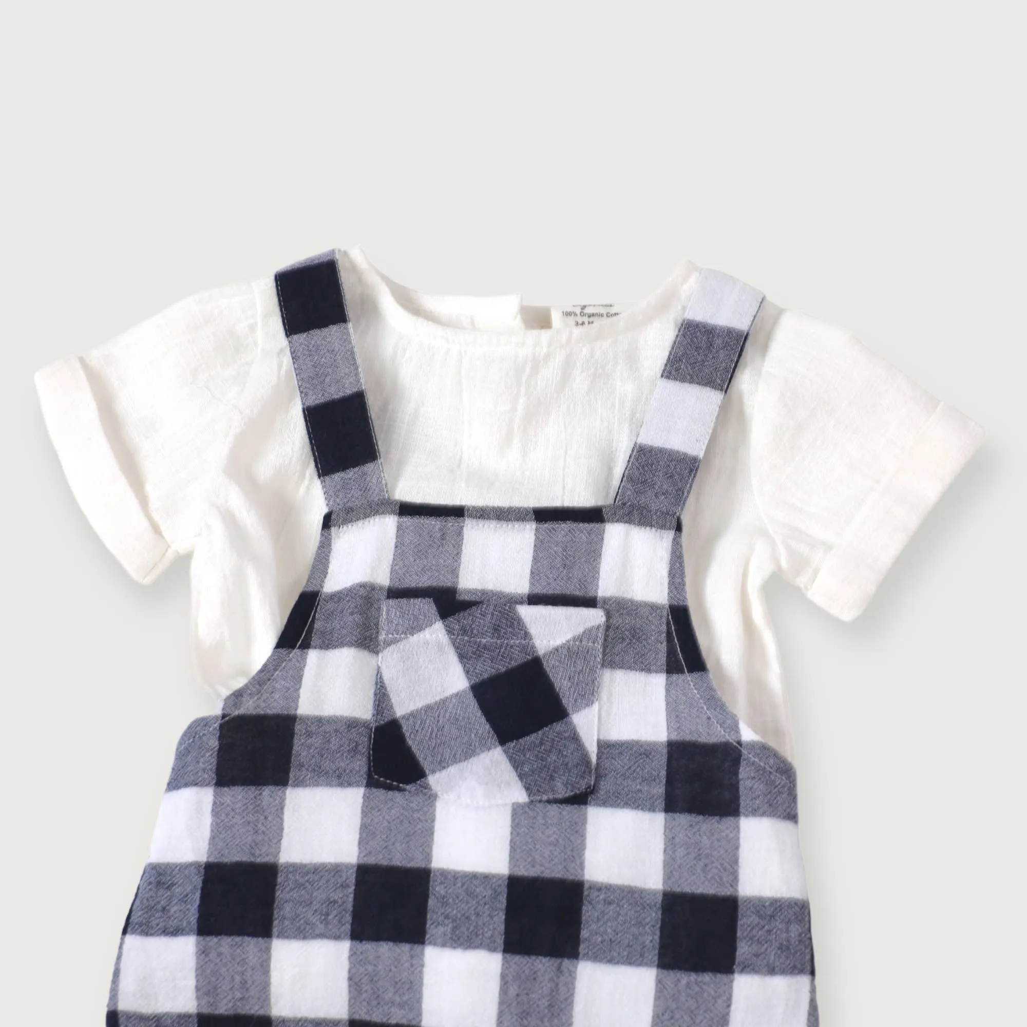 Organic Baby Romper & Shirt Set - Navy Gingham