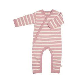 Outlet - Pigeon Organics Kimono Breton Stripe Romper - Pink