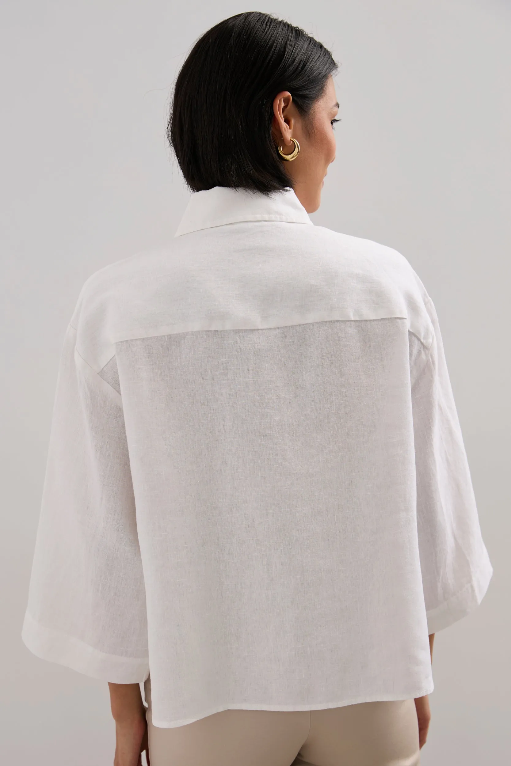 Oversized crop linen blouse