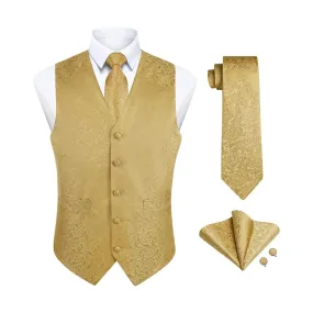 Paisley 4pc Suit Vest Set - A01-GOLD