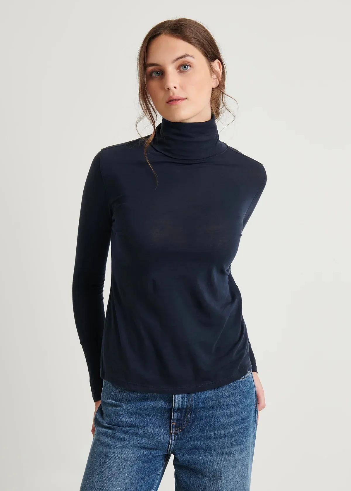 Patrick Assaraf Pima Fitted Turtleneck - Black W92TO3T