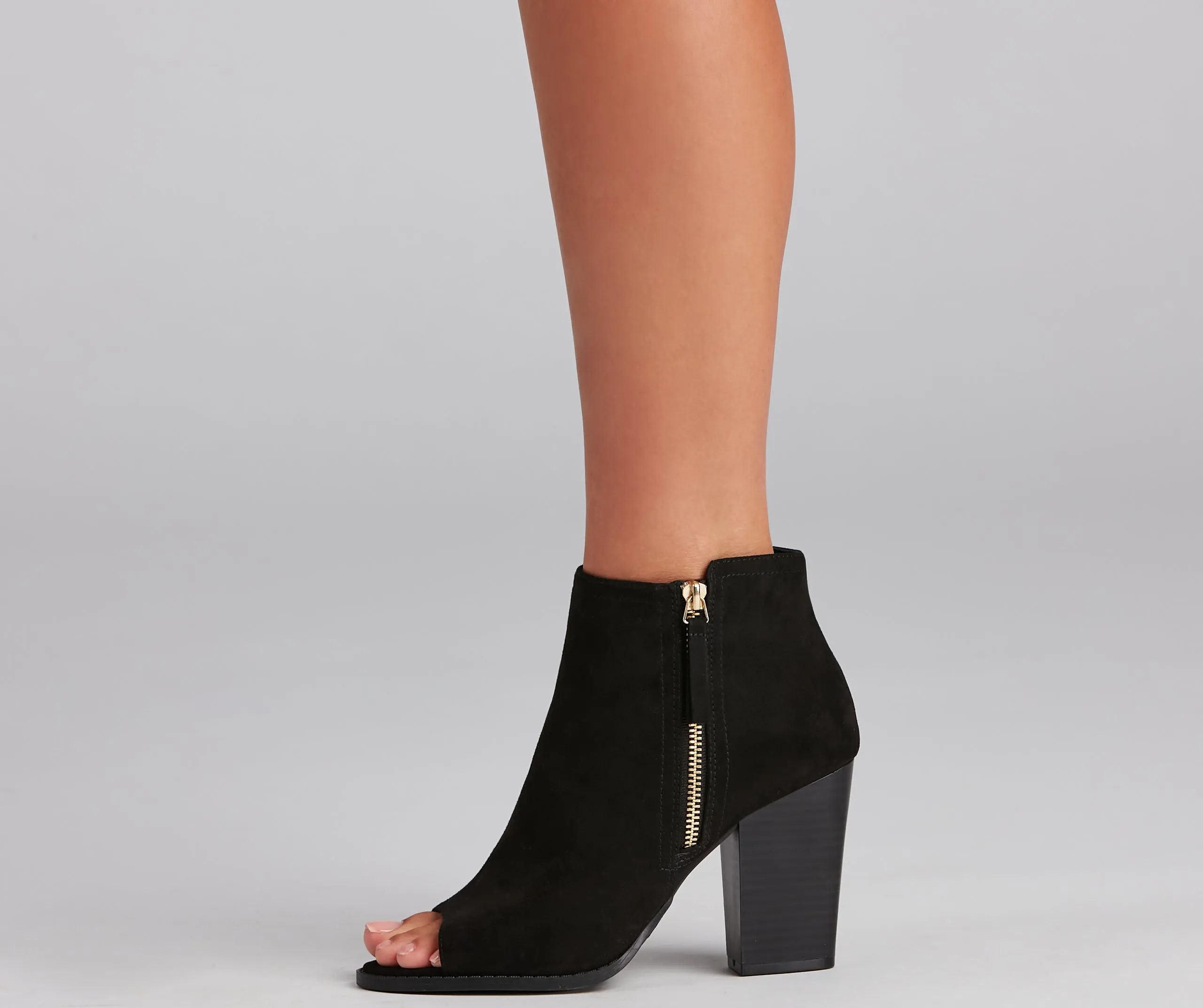 Peep Your Business Stacked Heel Booties