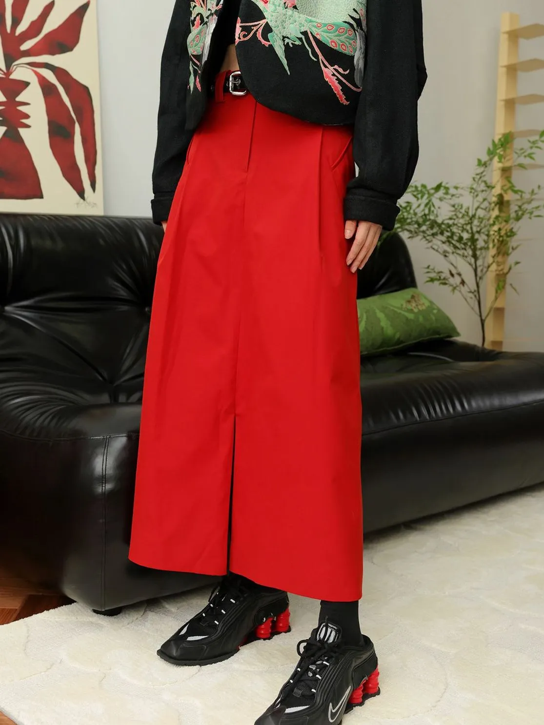 Plain High-waist Simple Long-Skirt