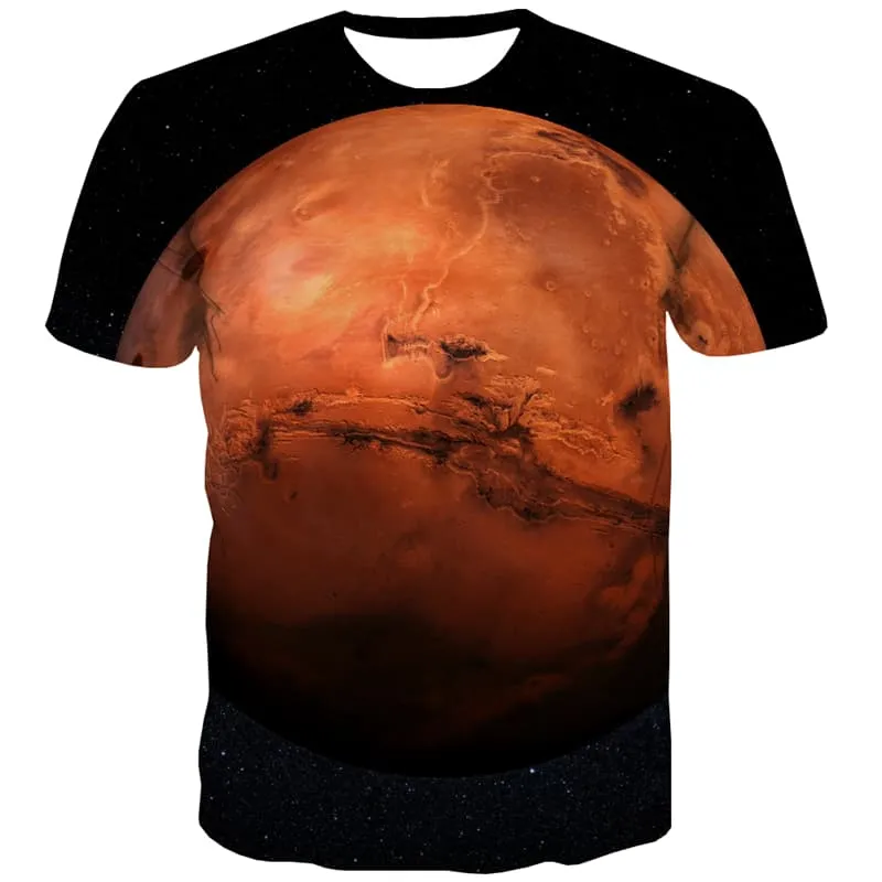 Planet T shirts Men Space Tshirts Casual Universe T-shirts Graphic Black Tshirts Cool