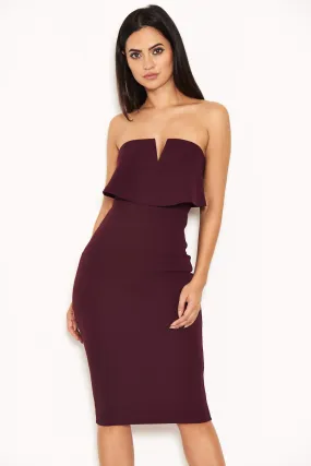 Plum Notch Front Bodycon Dress