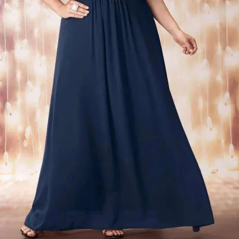 Plus Size Short Sleeve Chiffon Maxi Dress