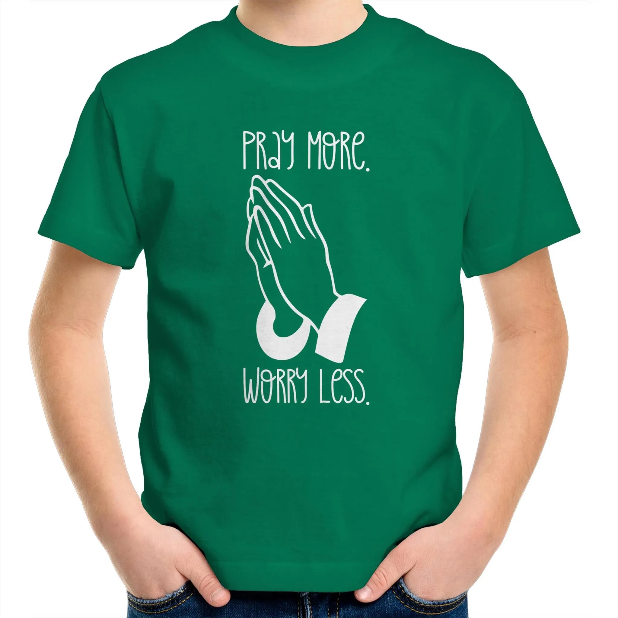 Pray More. Worry Less. Kids & Youth T-Shirt