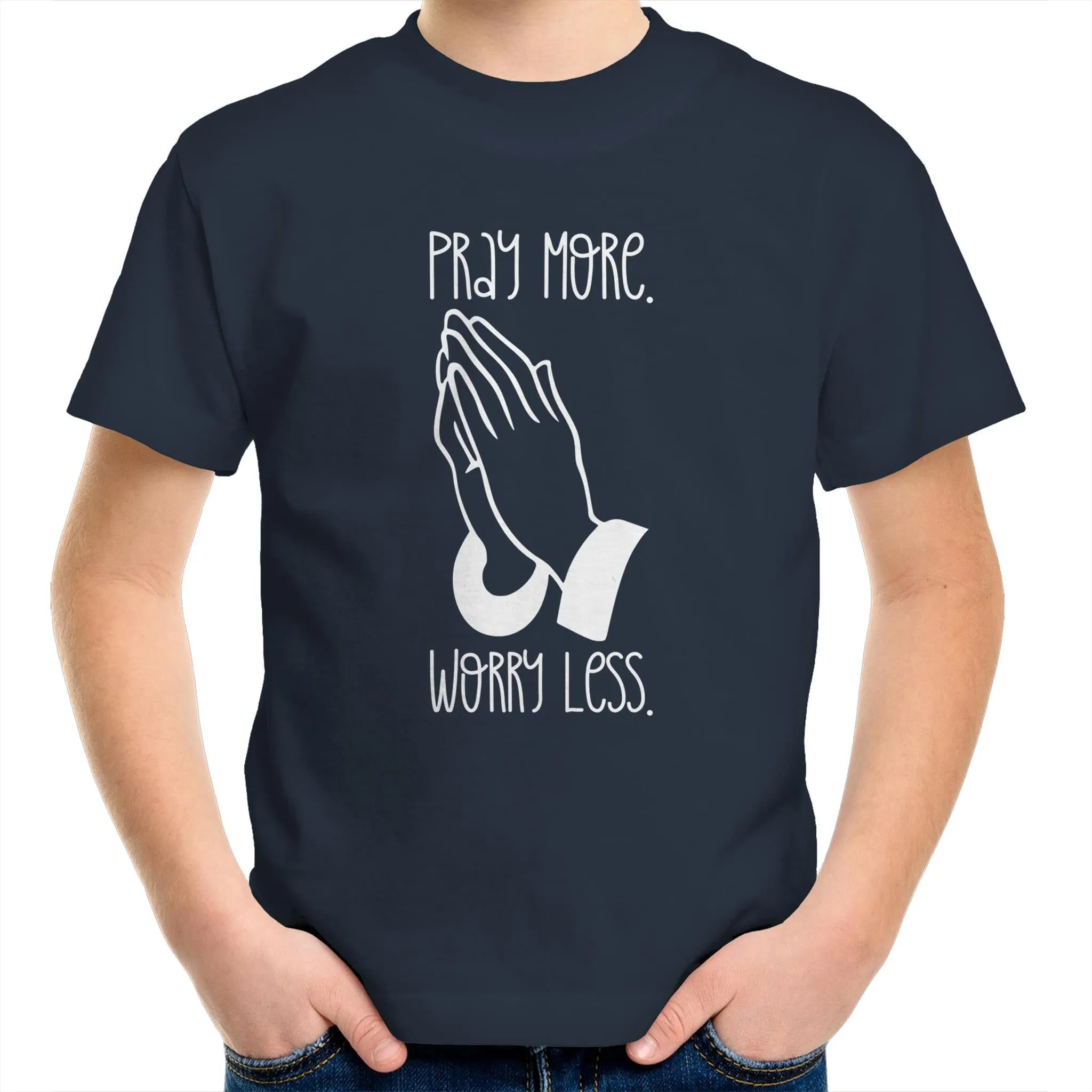 Pray More. Worry Less. Kids & Youth T-Shirt