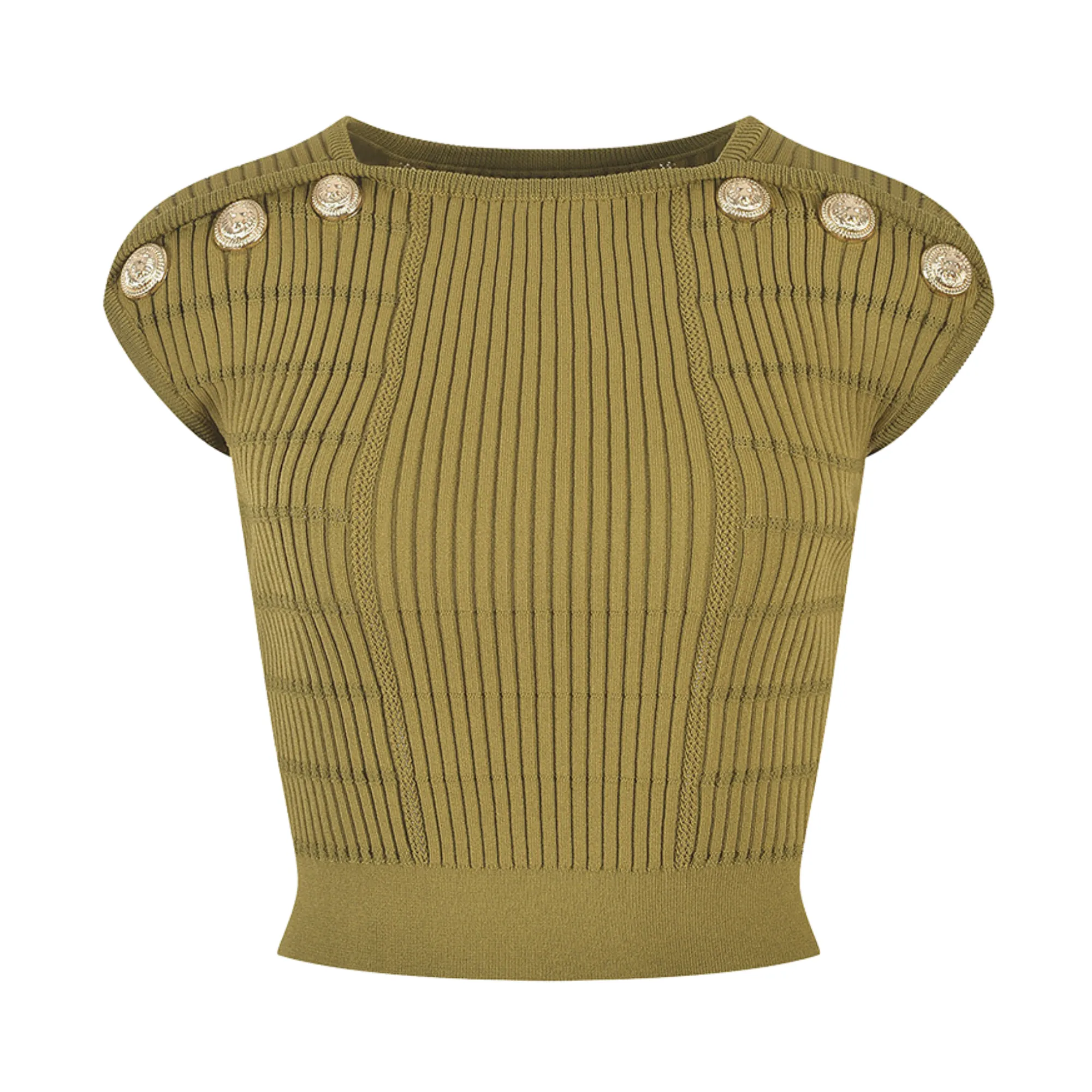 Pre Order:  Button Detailed Ribbed Crop Top