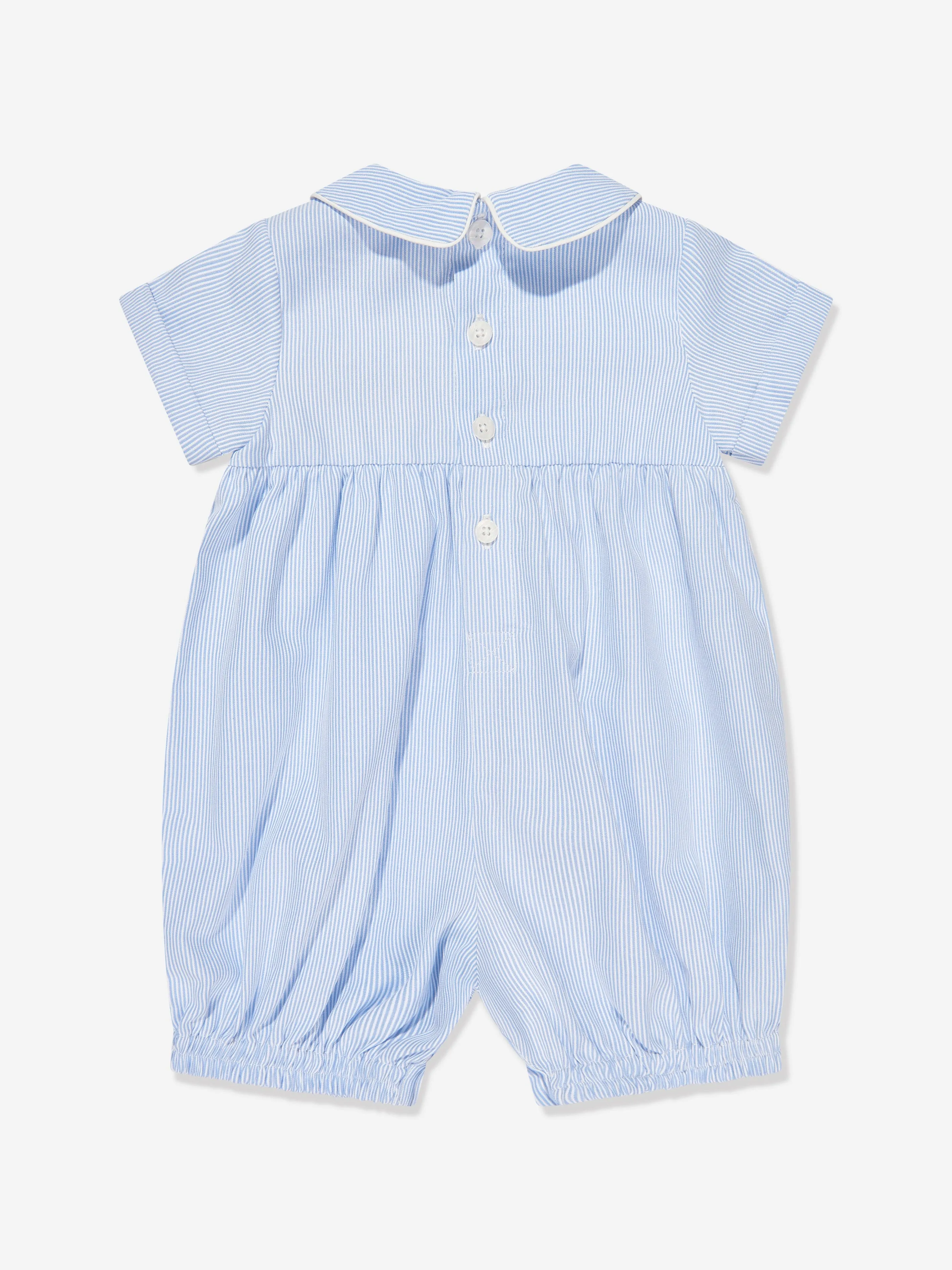 Rachel Riley Baby Boys Bunny Smocked Romper in Blue