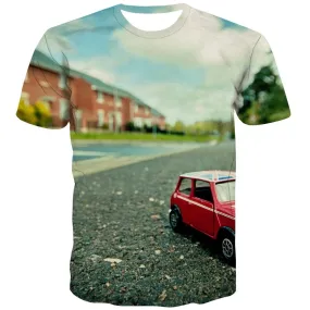 Racing Car T shirts Men Metal Tshirt Anime City Tshirt Printed Gray T-shirts Graphic Retro T shirts Funny