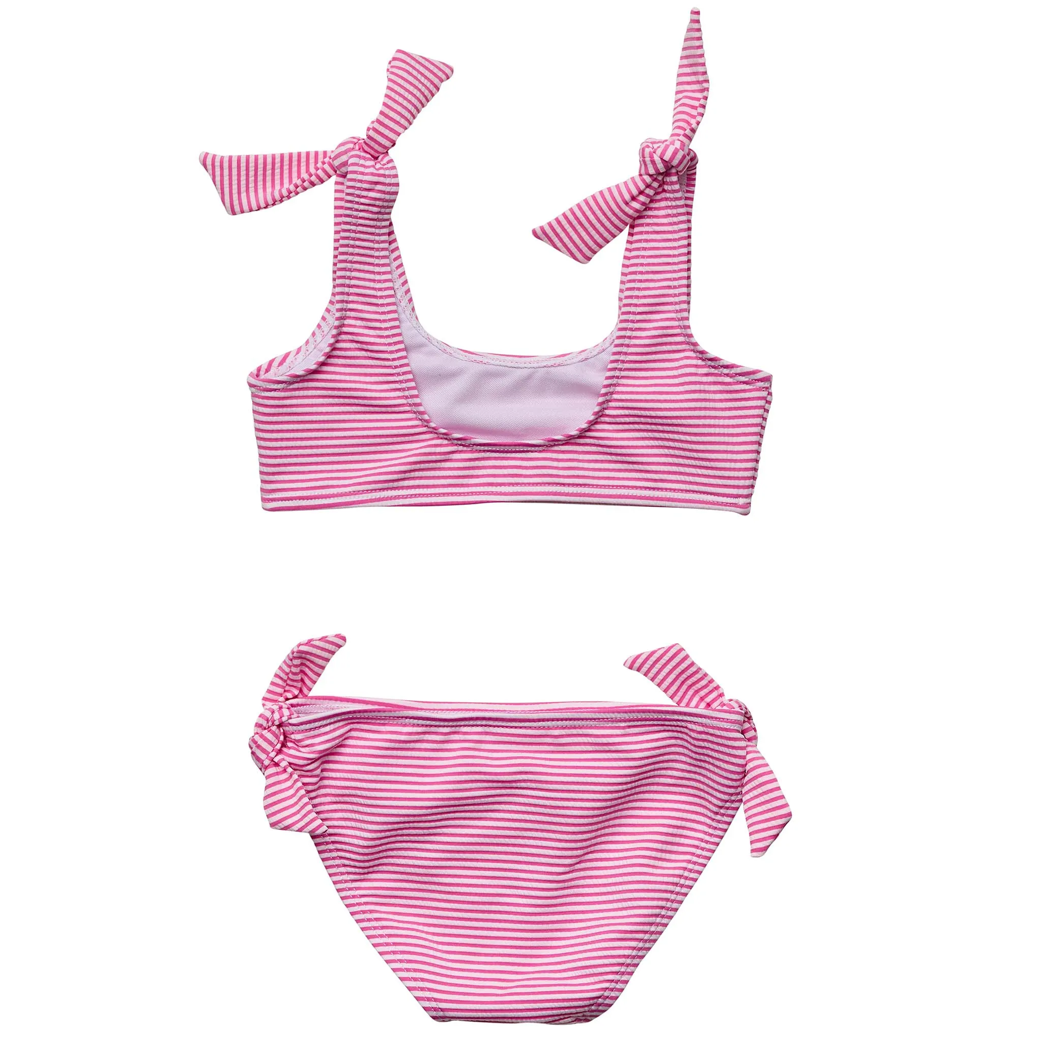 Raspberry Stripe Tie Crop Bikini