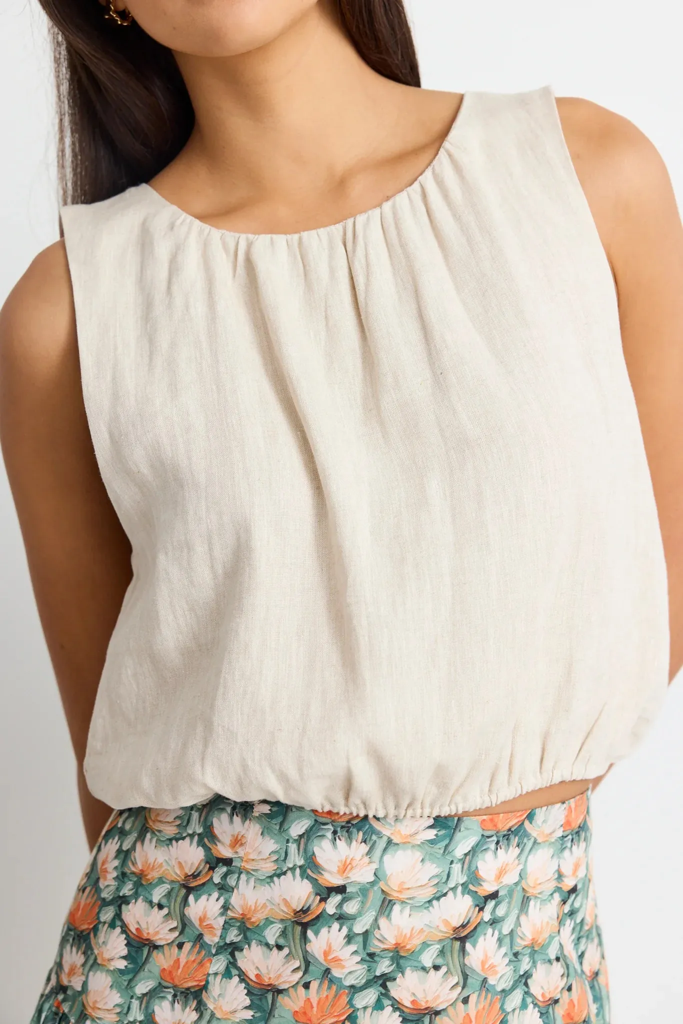 Reflection Natural Linen Shell Top - Natural