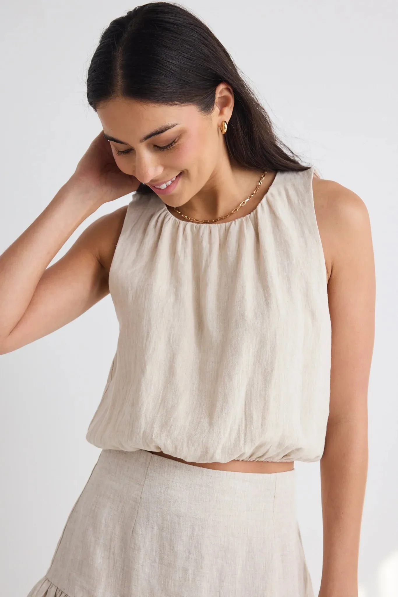 Reflection Natural Linen Shell Top - Natural